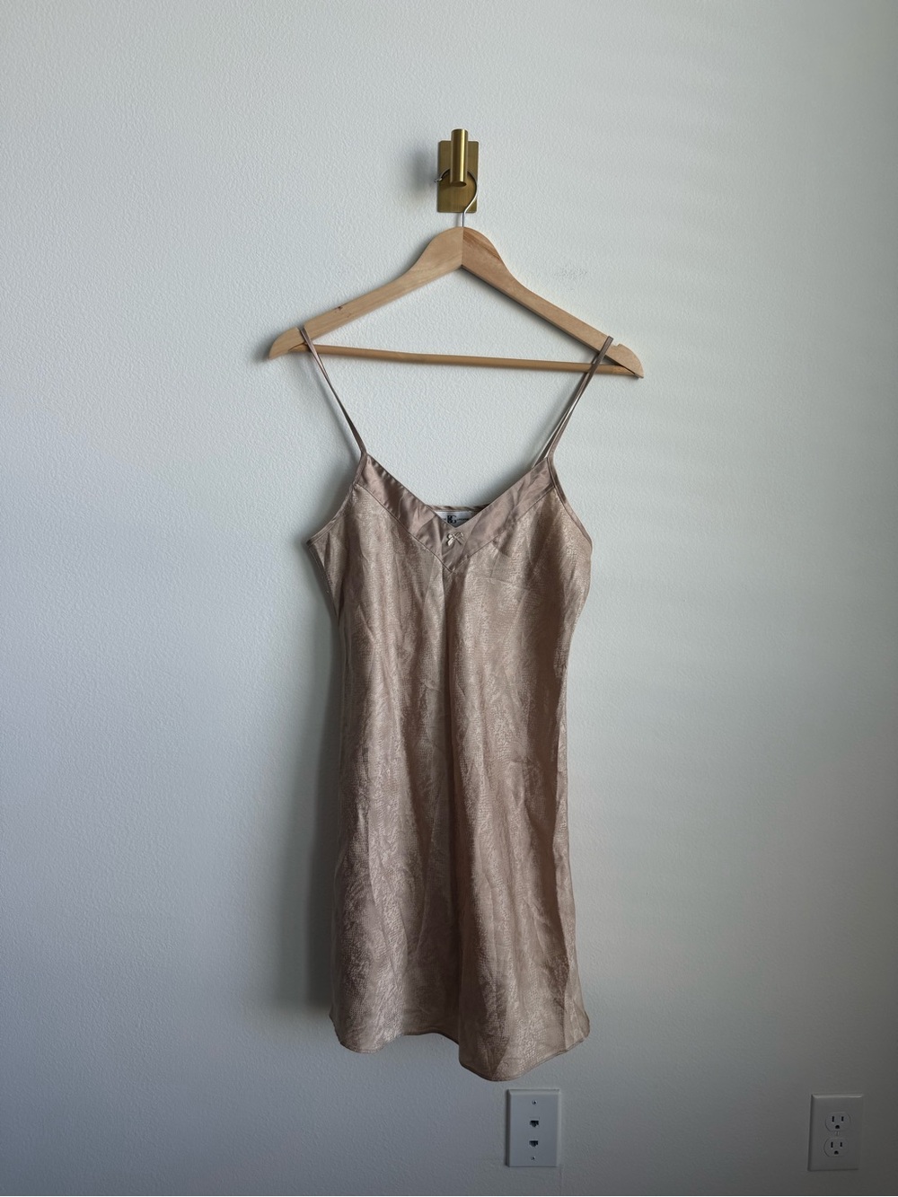 Vintage BG Lingerie Champagne Satin Snake Print Slip Dress Nightgown OS - Picture 3 of 9